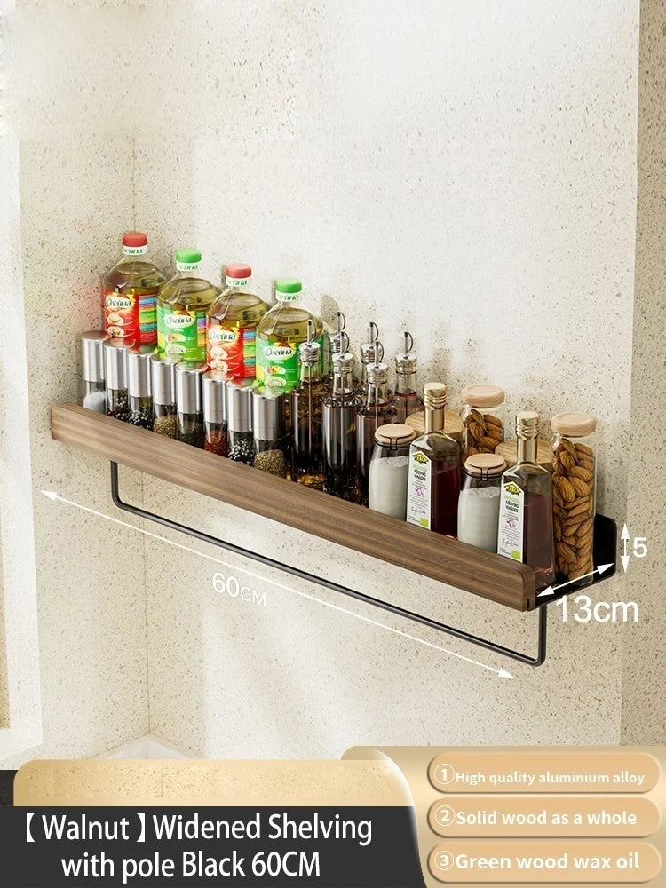 Wood & Aluminum Corner Shelf | Kitchen & Bathroom Wall Organizer