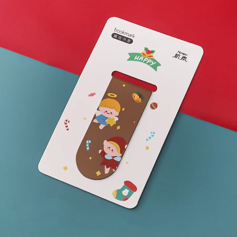 Bview Art 4-Pack Cartoon Christmas Magnetic Bookmarks Double-sided