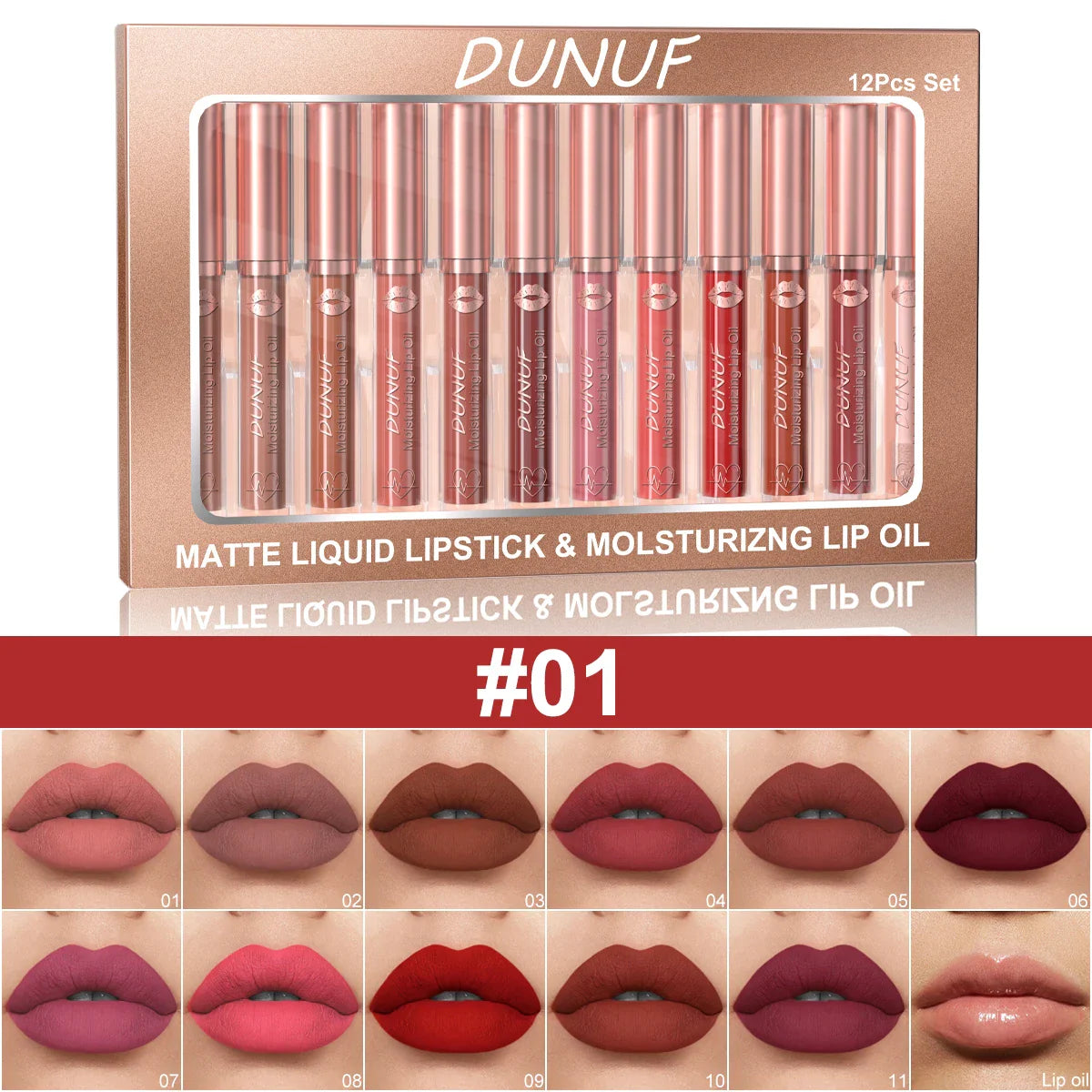 12-Pc Matte Lipstick Set – Waterproof & Long-Lasting Lip Gloss