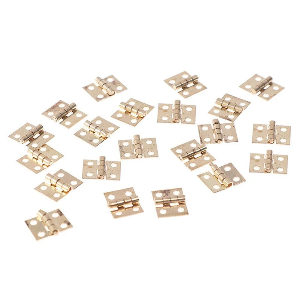 50pcs Mini Brass Hinges for Jewelry Boxes, Cabinets & Crafts