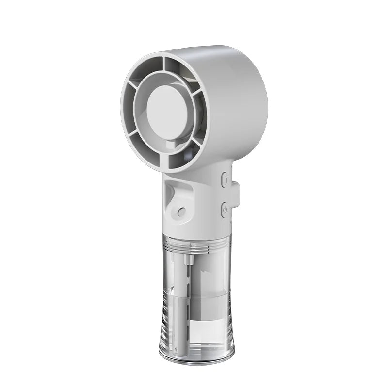 Portable Humidifier Mist Fan Rechargeable Mini Handheld Water Mist Fan Small Personal Air Cooling Fan for Outdoor Mini Spray Fan Peaceful Pleasures Health and Wellness White