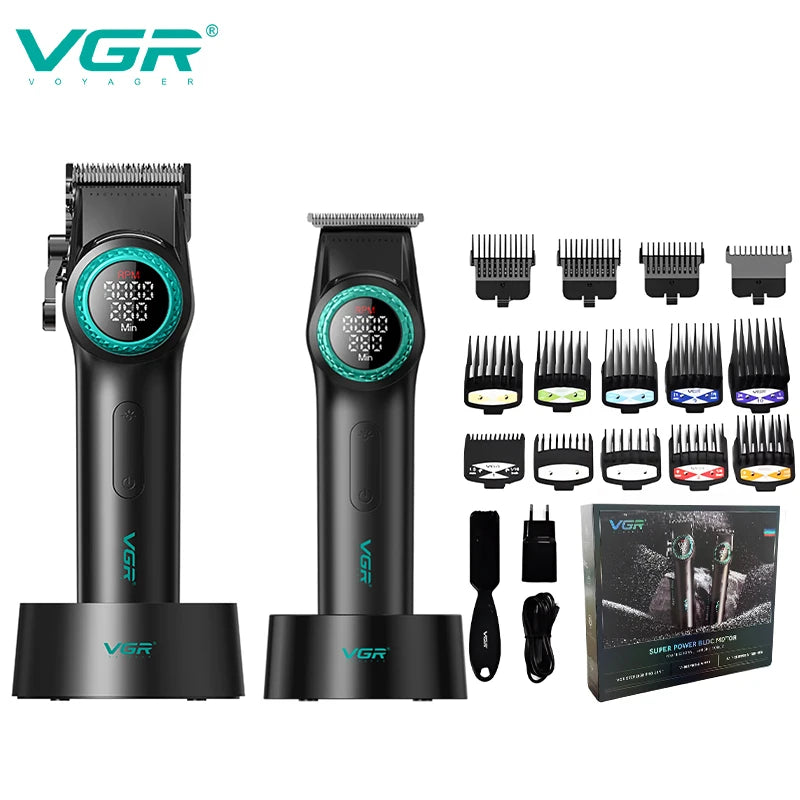VGR high-end hair cutting set with 12000 RPM power electric shaving machine, professional hair trimmer combination V-001&977 Peaceful Pleasures Health and Wellness V-001 977black