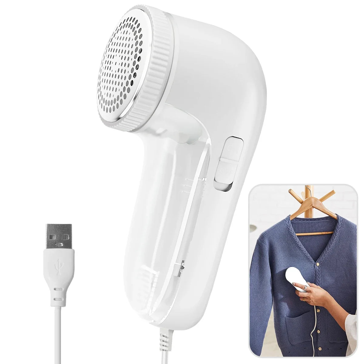 Electric Portable Fabric Lint Remover Household Clothes Shaver Professional Fuzz Trimmer with Brush Blade for Fabric Fluff Remov Peaceful Pleasures Health and Wellness white