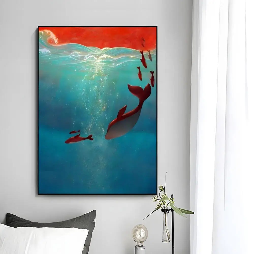 Fantasy Romantic Movie Anime B-Big Fish & Begonia Poster Wall Art Print Poster Decorative Mural Home Decor Gift Unframed Peaceful Pleasures Health and Wellness