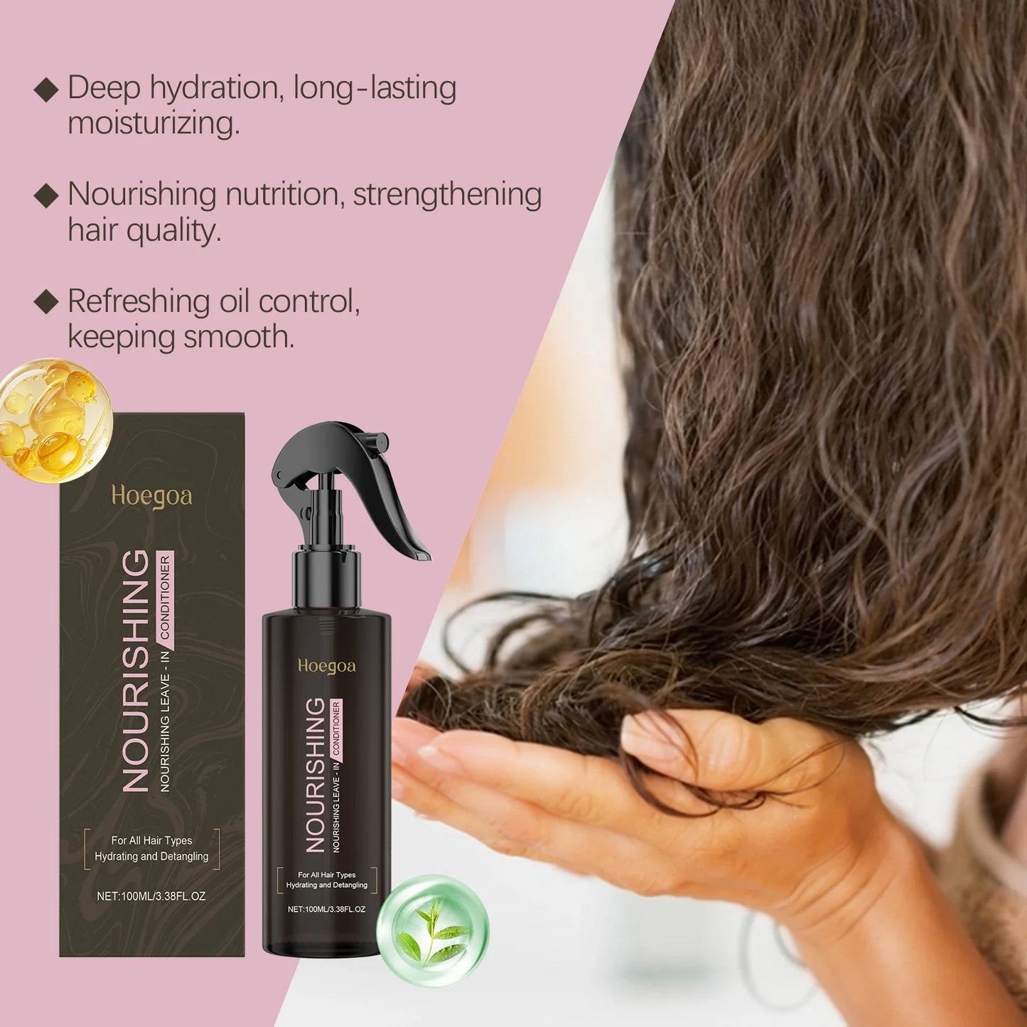 HOEGOA Hair Repair Spray – Anti-Frizz, Oil Control, No Rinse