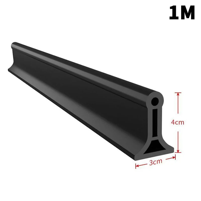 New Self-Adhesive Silicone Water Stopper Water Retaining Strip Bendable Bathroom Door Washing Machine Shower Dam Barrier Peaceful Pleasures Health and Wellness black-1M