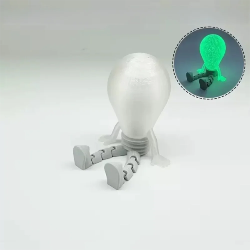 3D Printed Glow-in-the-Dark Bulb Figurine Desktop Ornament