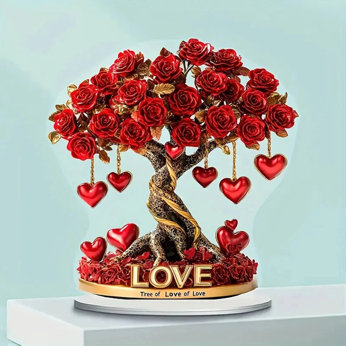 Valentine's Day Rose Heart Tree 2D Acrylic Desktop Ornament