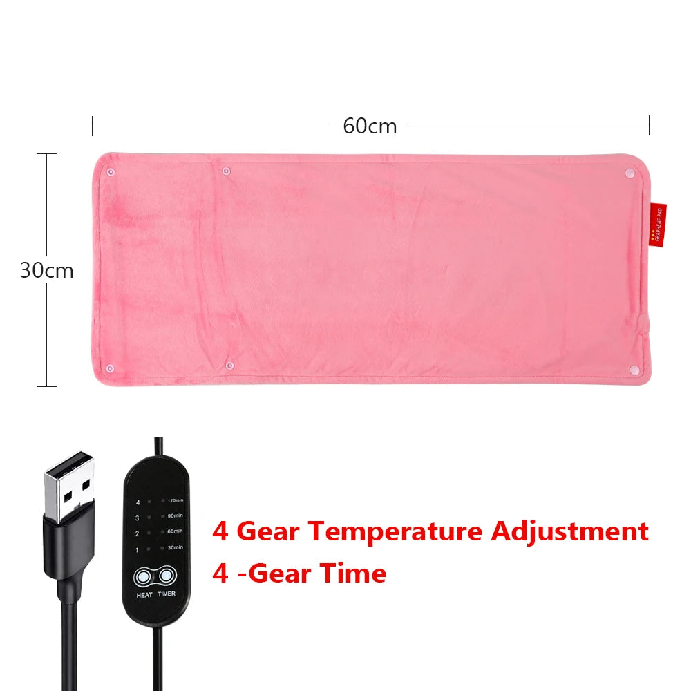 Graphene Electric Blanket Electric Heating Insulation Blanket Office Car Heated Chair Cushion 4-HotSpeed Timing USB Power Supply Peaceful Pleasures Health and Wellness Pink L