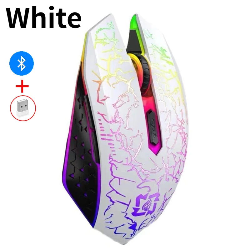 2.4G Bluetooth Wireless Mouse Gaming Mouse Silent Mouse Rechargeable Mouse 800-1200-1600 DPI Mouse Mice for PC Laptop Macbook Peaceful Pleasures Health and Wellness WHITE