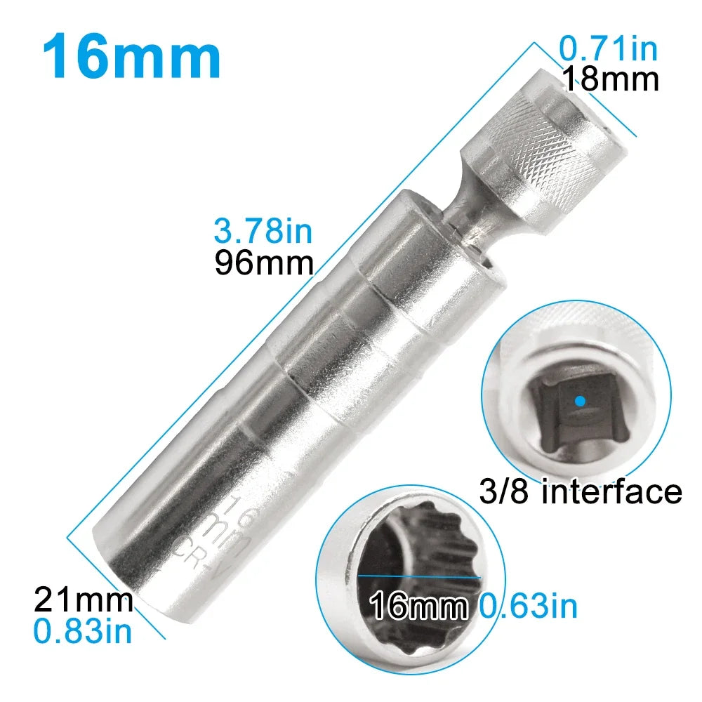 14mm & 16mm Magnetic Spark Plug Socket Set | Flexible Joint
