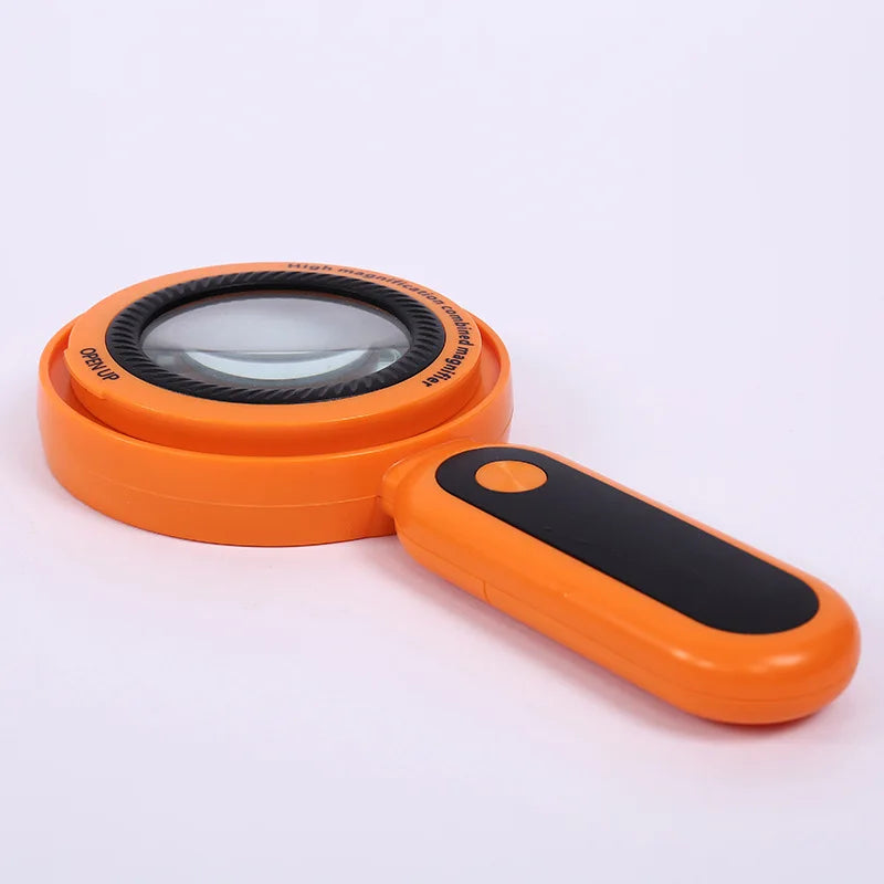 Handheld Magnifier Combinable Dual Lens with Led Light, 10X and 30X Magnification for Elderly Reading and Maintenance Peaceful Pleasures Health and Wellness orange
