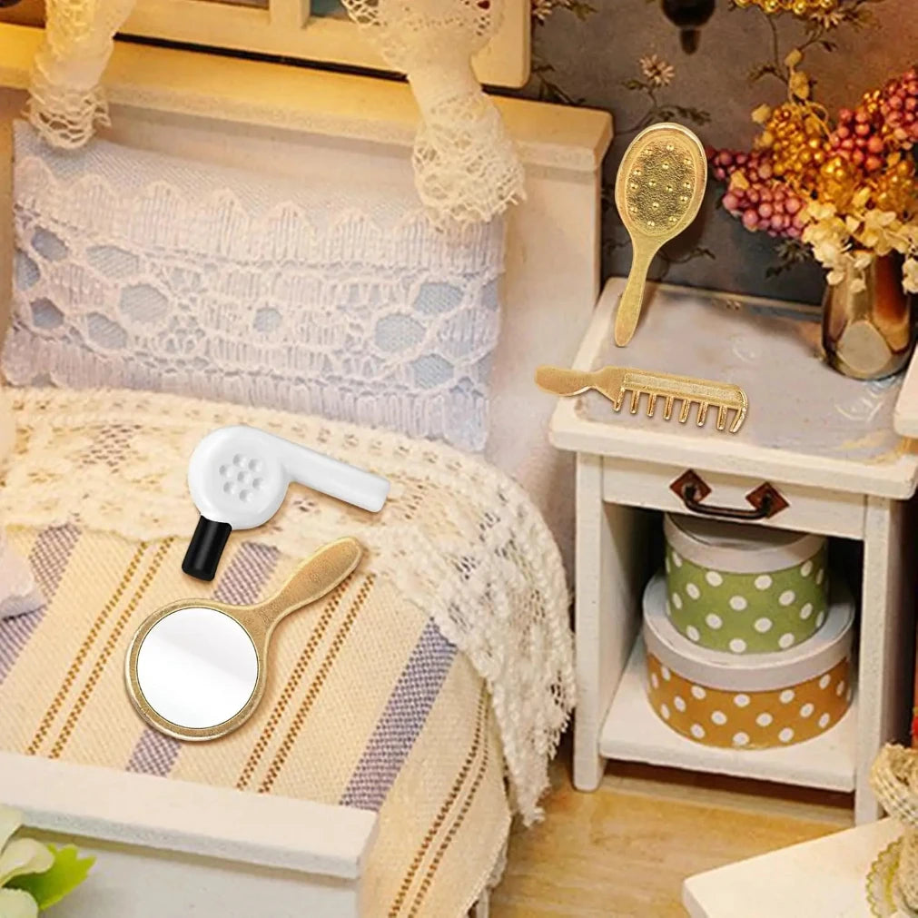 Dollhouse Miniature Bathroom Accessories Kit – 8-Piece Resin Set