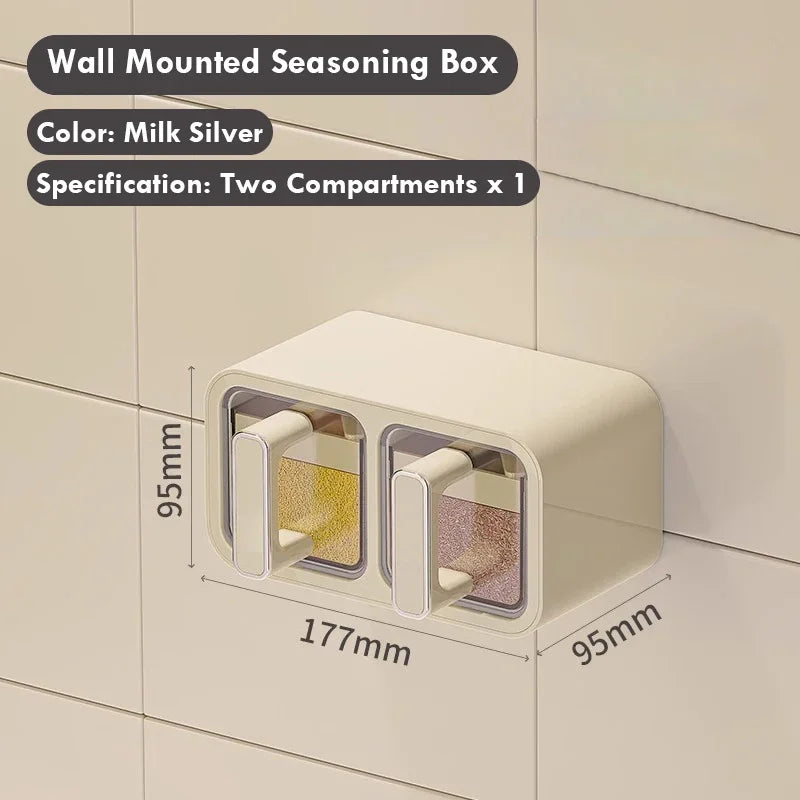 Kitchen Seasoning Storage Rack Combination Set Seasoning Tank Wall Mounted Non Perforated Seasoning Box Kitchen Accessories Peaceful Pleasures Health and Wellness White 2