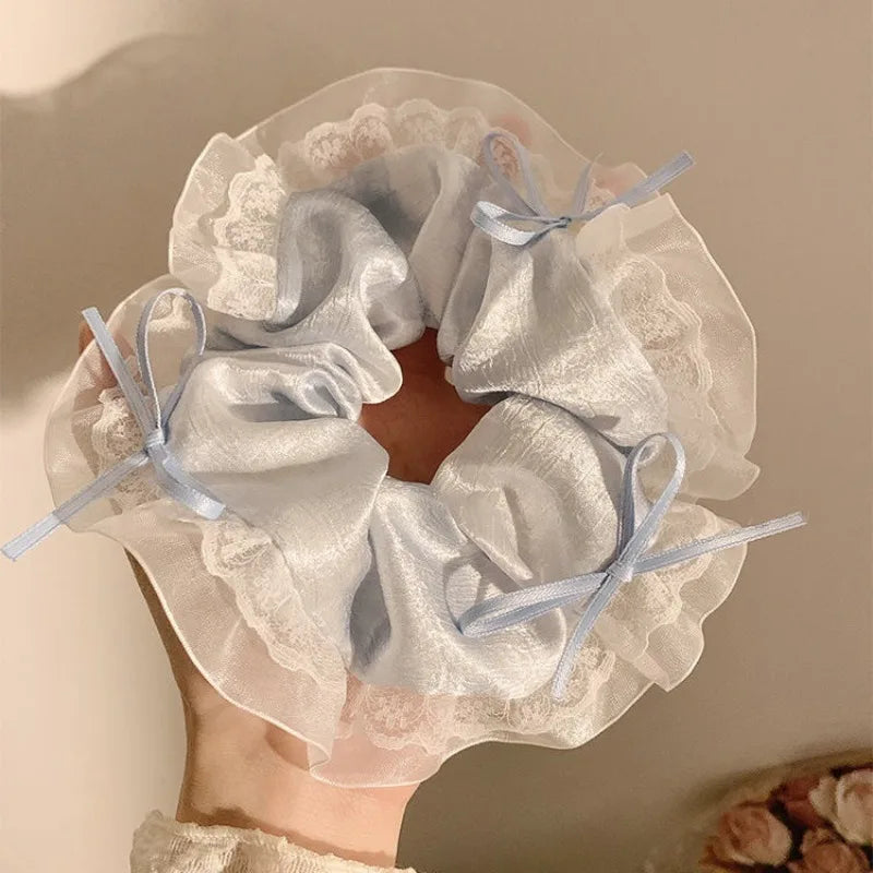 Cream Style Hair Accessory Lace Satin Bow Headband Peaceful Pleasures Health and Wellness