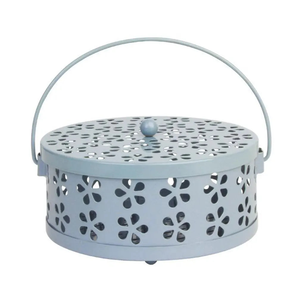 Portable Metal Mosquito Coil Holder with Handle – Outdoor Incense Burner Peaceful Pleasures Health and Wellness Blue United States
