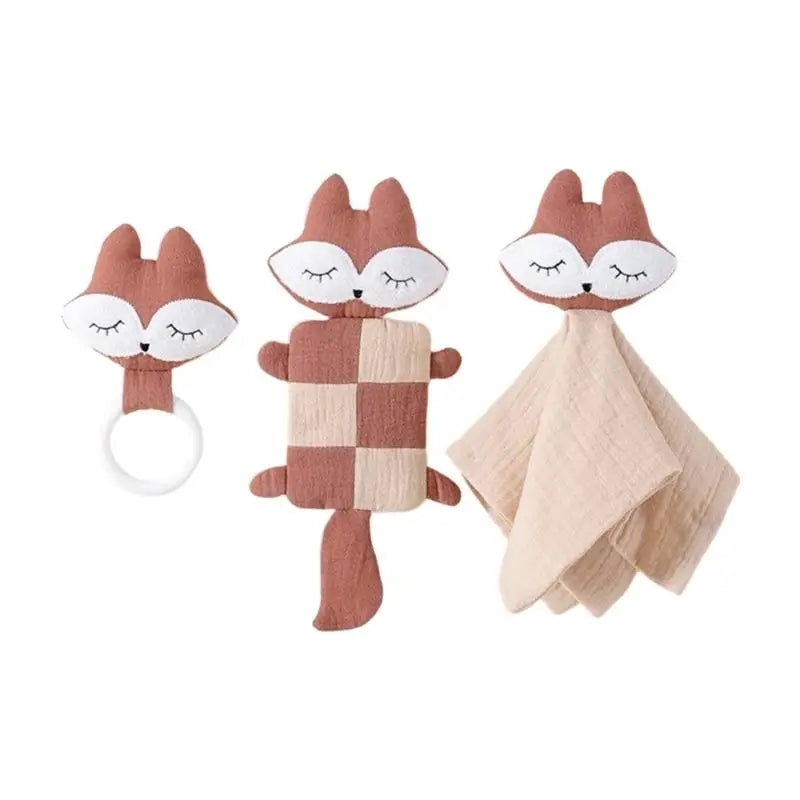 Baby Soothing Towel Set 3pcs | Cartoon Animal Comforting Blanket