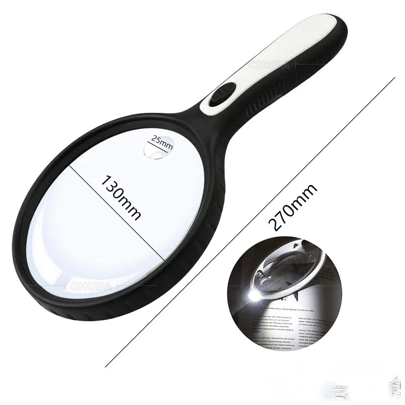 145Mm Magnifier Large Diameter Elderly Reading 4Led Magnifier Handheld Magnifier 10X Peaceful Pleasures Health and Wellness