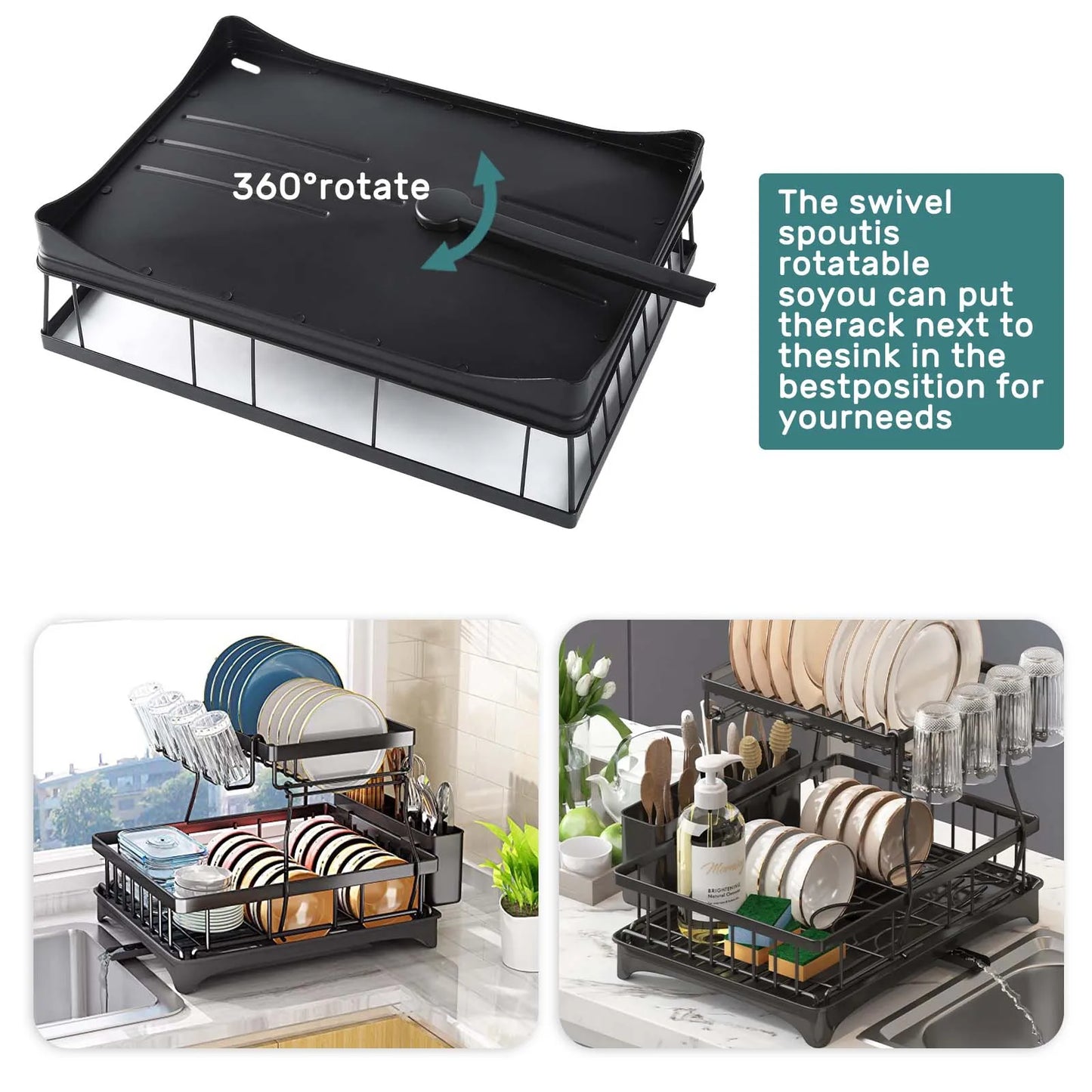 Large 2-Tier Dish Drying Rack – Big Capacity Countertop Drainer