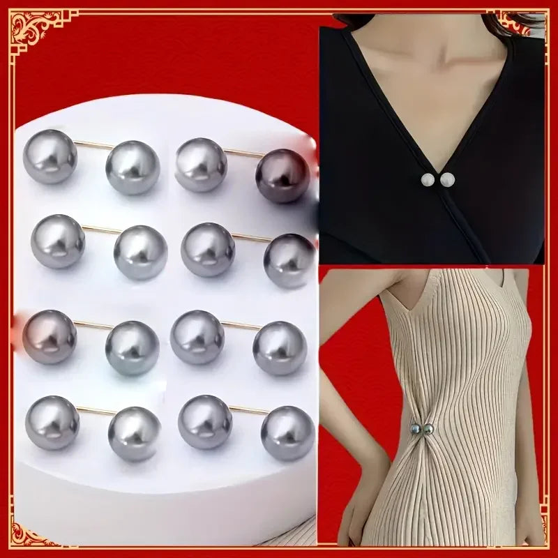 8-Pack Pearl Non-Slip Safety Pins – Dress, Scarf & Collar