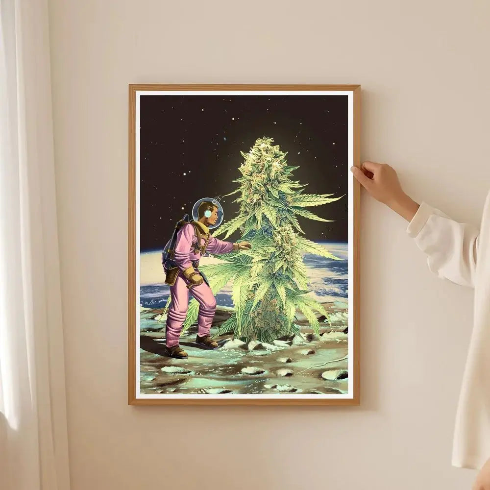 Weed Art Poster Sticky Wall Art Printing, Aesthetic Decor for Home Living Room Bedroom Bar Peaceful Pleasures Health and Wellness 2 50x70cm Unframed
