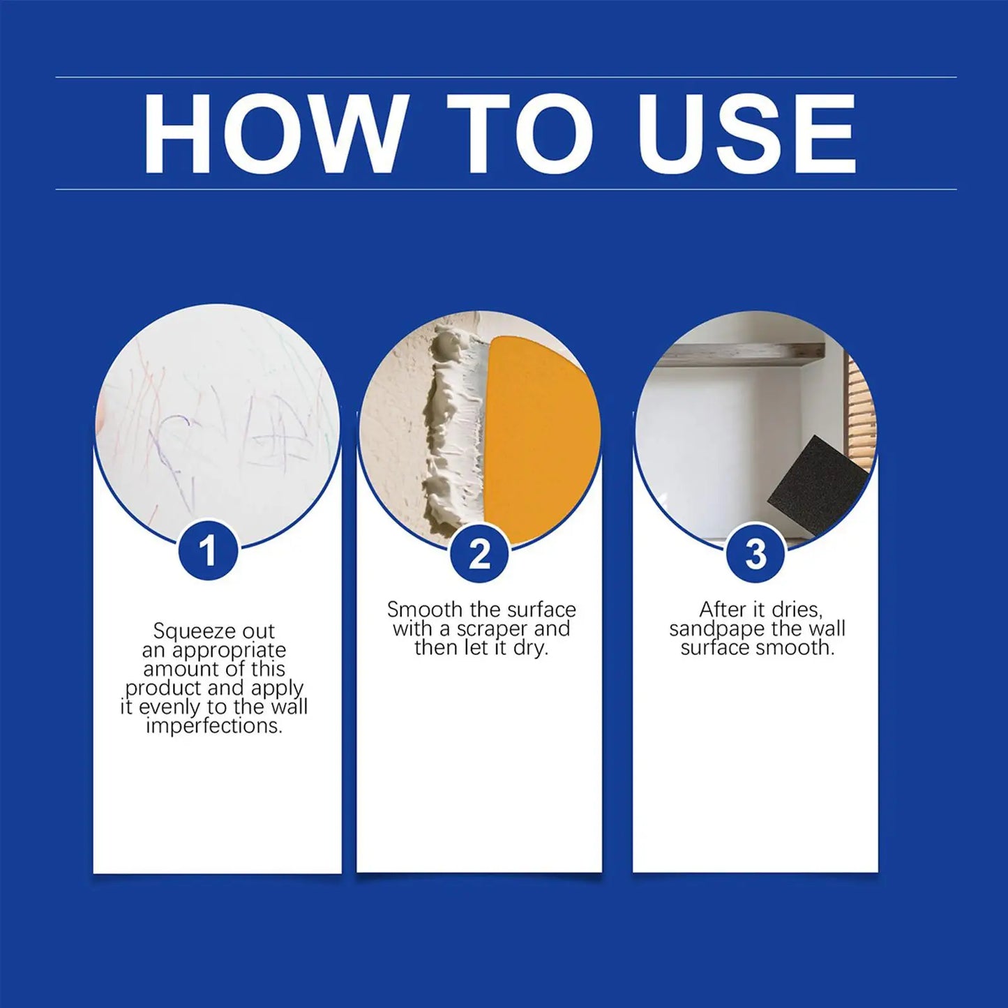 Wall Repair Putty Kit – Crack, Hole & Nail Filler + Scraper