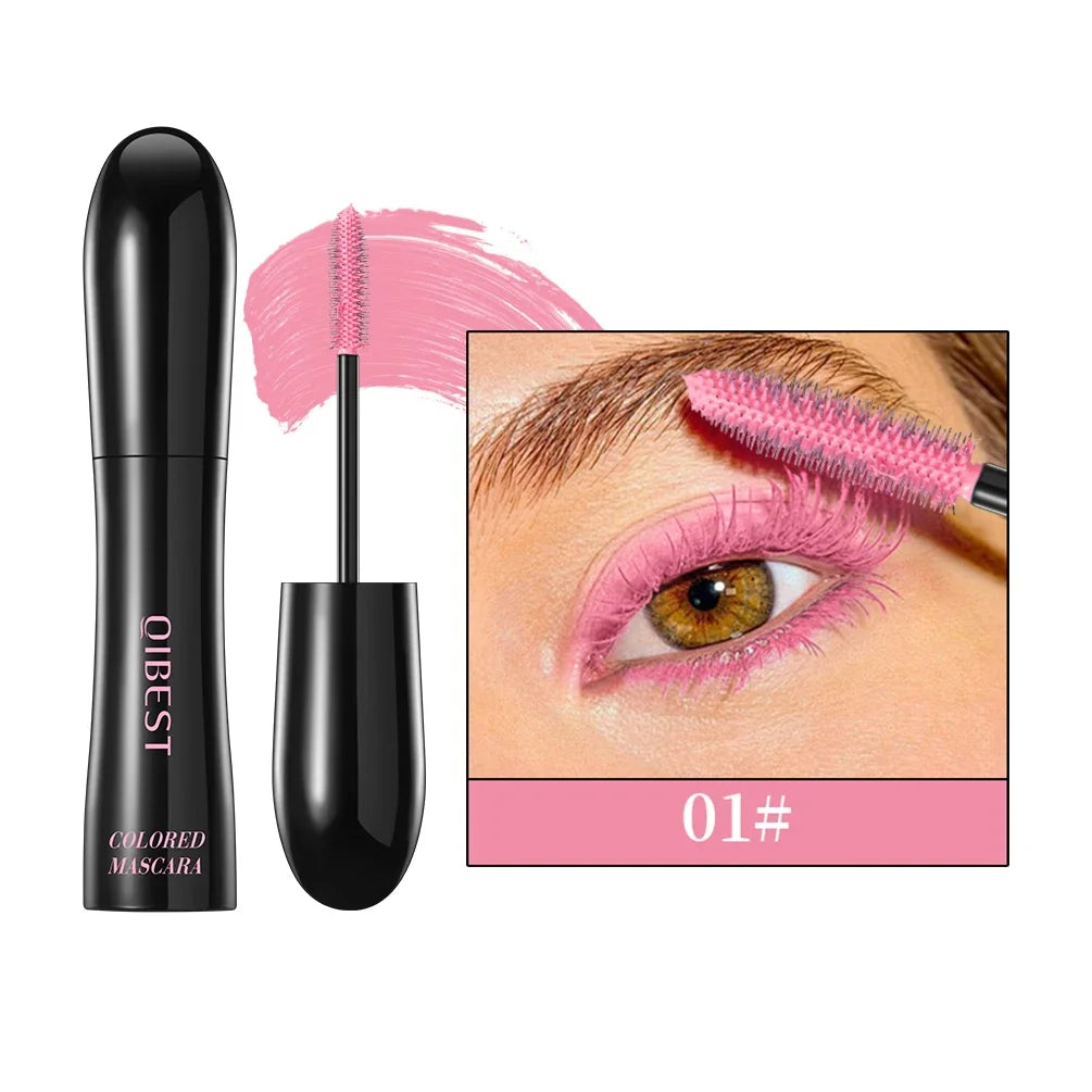 QIBEST Colorful Mascara Waterproof Fast Drying Eyelashes Extension Curling Lashes Makeup Purple Green Blue Black Red Mascara Peaceful Pleasures Health and Wellness 01
