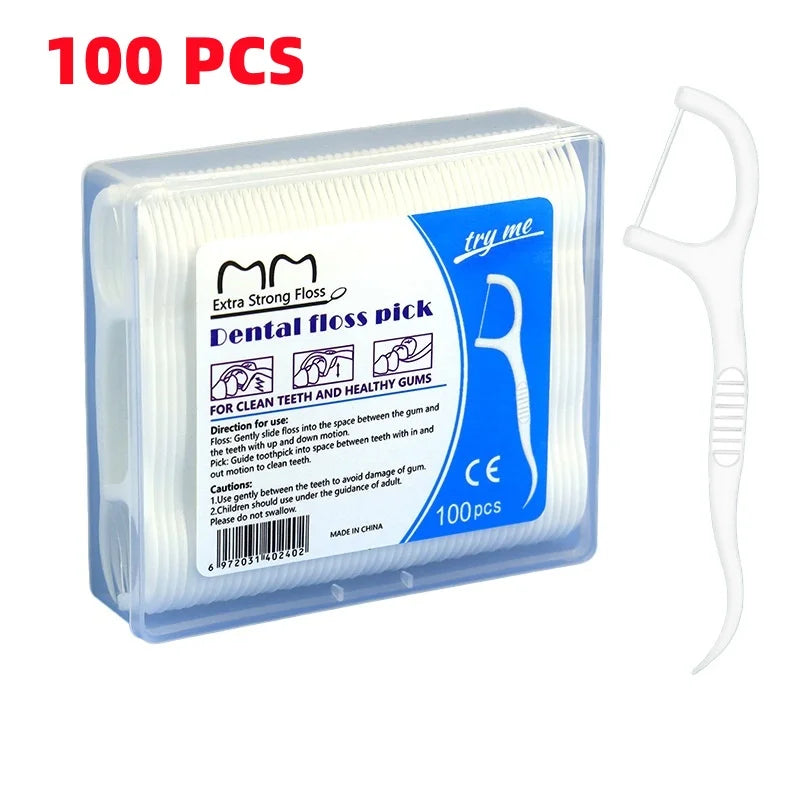 Dental Floss Sticks 100/300 Pack | High-Tension Flossers