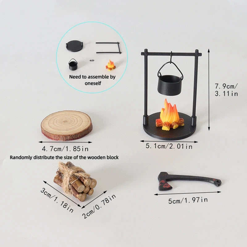 Mini Flame Hanging Stove Models DIY Miniature Outdoor Picnic Camping
