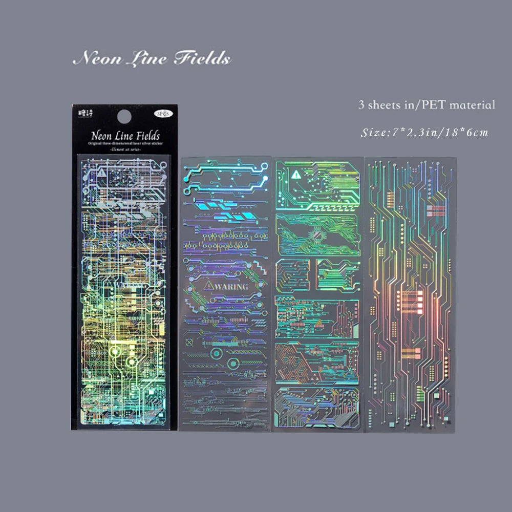 3 Sheets Element Collection Series Laser Stickers Ins Versatile