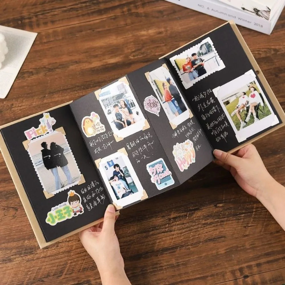 DIY Folding Accordion Photo Album – Kraft Paper Scrapbook Gift Accordion Photo Album Oasis Select Black-17X11cm