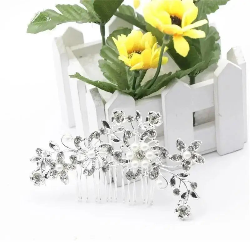 Rhinestone Bridal Hair Comb Alloy Crystalpearl Tiaras Crystal