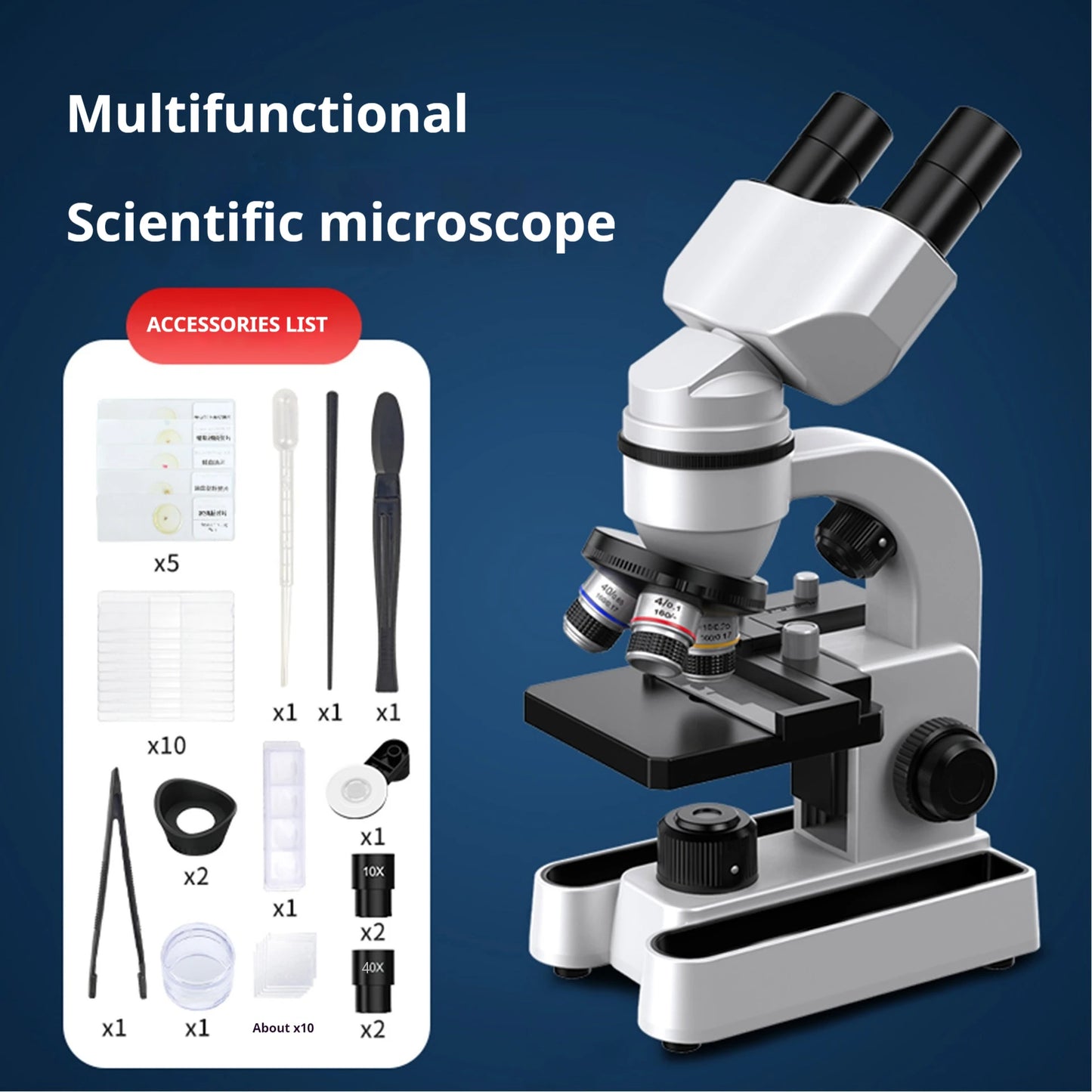 40X-1600X Students Majoring In Binocular Biological Microscopy, Experimental Puzzle Science Popularization Research Peaceful Pleasures Health and Wellness 2