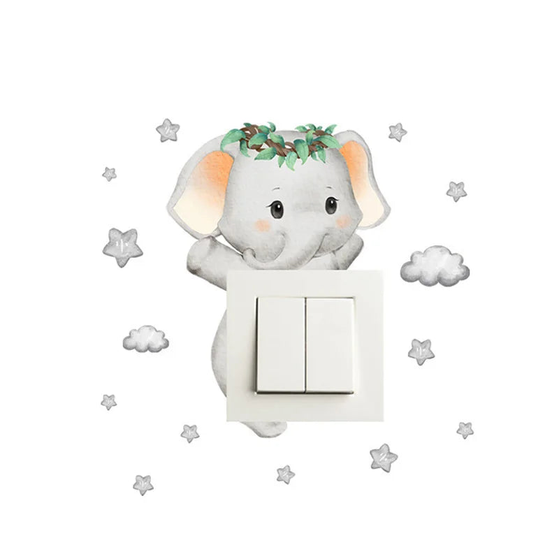 Cute Giraffe Bear Elephant Star Switch Sticker Kid Baby Bedroom Decoration Self-adhesive Home Decor Wallpaper Child Wall Decals Peaceful Pleasures Health and Wellness Pattern 4