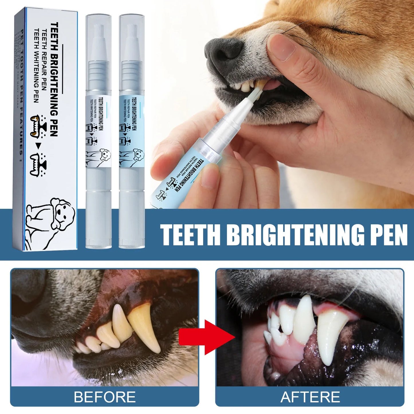 Pet Teeth Cleaning Pen – Tartar & Stain Remover Dogs & Cats