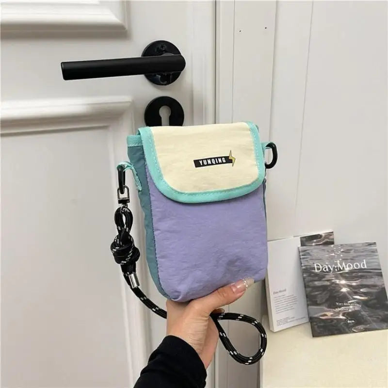Y2K Mini Crossbody Bag | Color Block Nylon Phone Purse
