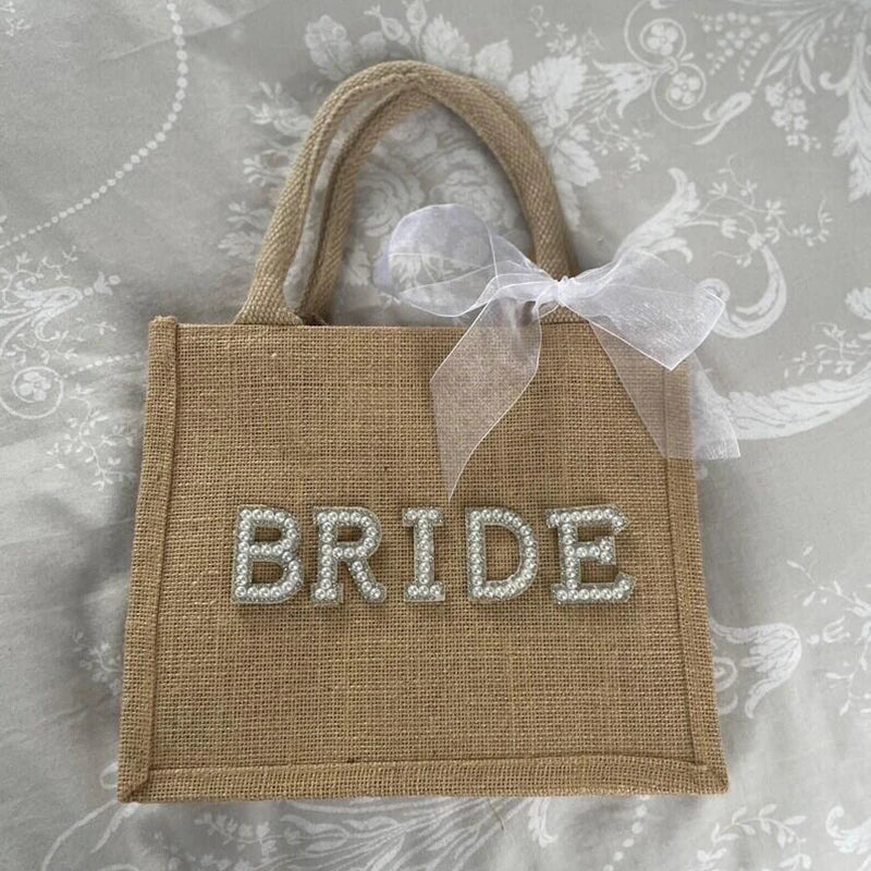 Bride Burlap Bag | Bridal Shower Bachelorette Wedding Gift Bridal Gift Bag Peaceful Pleasures Health and Wellness