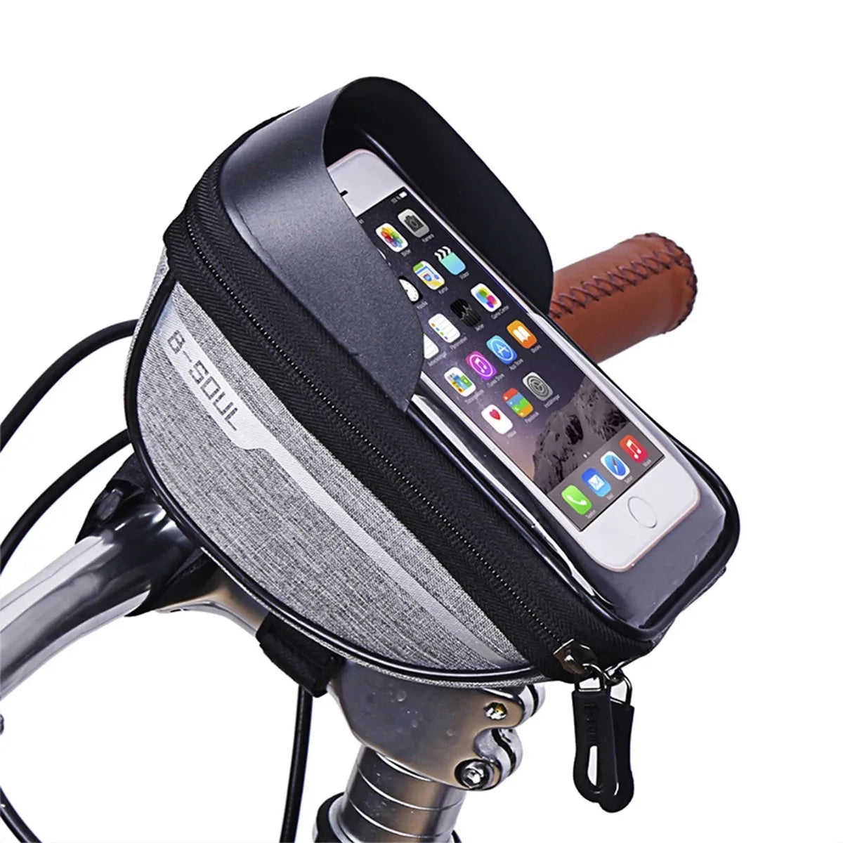 Bicycle Handlebar Bag Cell Phone Bag Front Bag Handlebar Cross Bag Mountain Road Bike Riding Accessories Bicycle Bags Peaceful Pleasures Health and Wellness Light Grey
