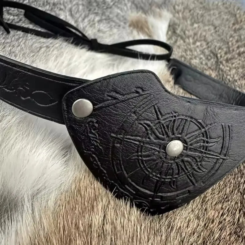Medieval Leather Eye Patches Vintage Embossed Covers Halloween