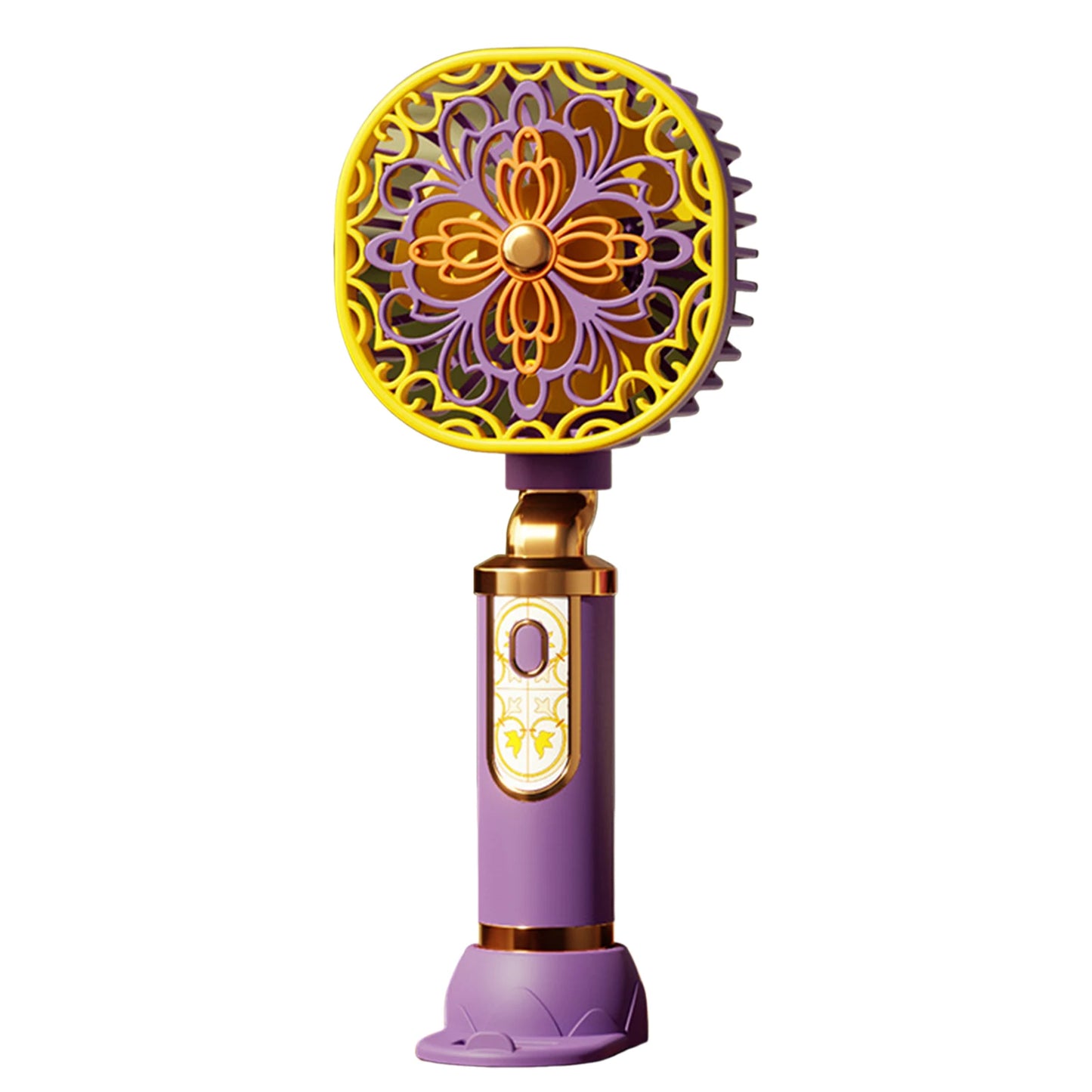 Blossoms Elegant Vintage Style Handheld Small Fan,Ultra-Quiet 3 Adjustable Speed Mini Fan,For Outdoor Summer Daily Commuting Peaceful Pleasures Health and Wellness Purple