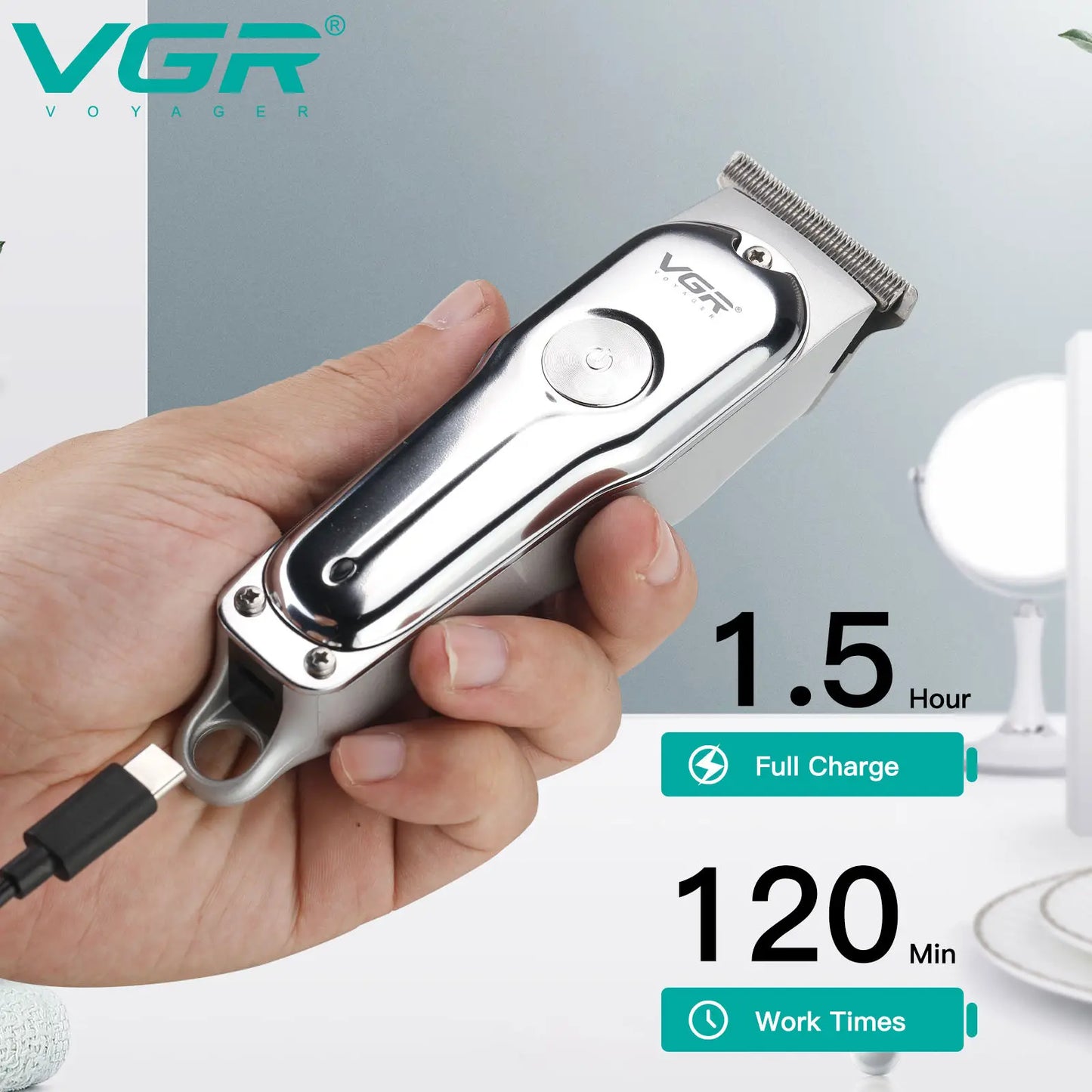 VGR 071 Hair Trimmer Professional Hair Clipper Rechargeable Hair Cutting Machine T-Blade Cordless Portable Trimmer for Men Peaceful Pleasures Health and Wellness