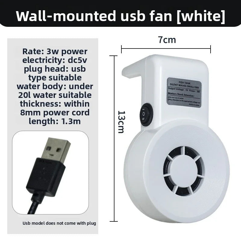 Mini USB Aquarium Cooling Fan 5V 3W with Speed Regulation, Powerful Heat Dissipation for Fish Tank Shrimp Grass Tank, Quiet Peaceful Pleasures Health and Wellness 5V-3W black