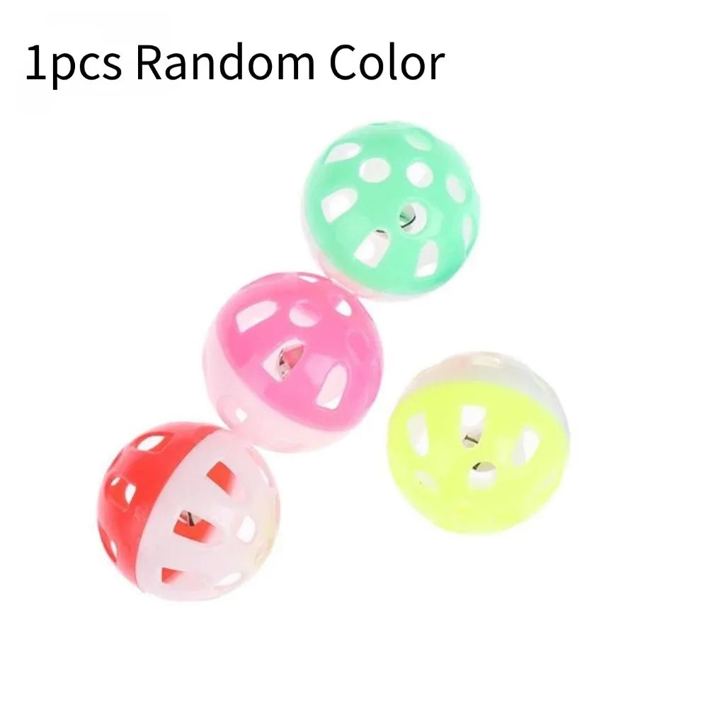 Cats Chase Relieve Boredom Entertainment Toys Pet Plastic Spherical Toys Cat Colorful Hollow Rolling Bell Ball Toy Pet Supplies Peaceful Pleasures Health and Wellness 1pcs Random Color