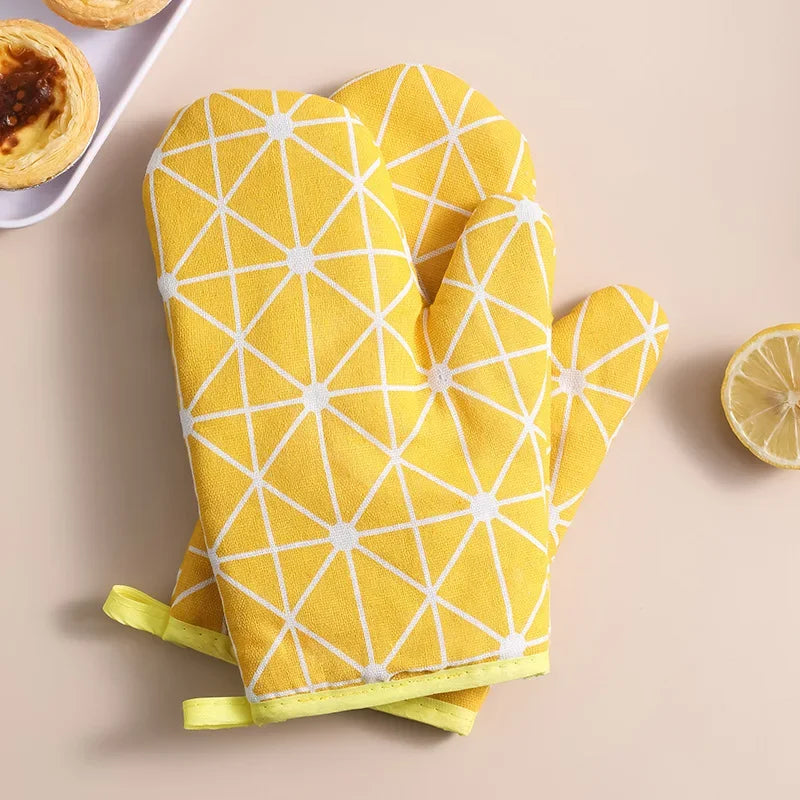 Heat-Resistant Insulated Oven Gloves | Thickened Grid 2-Pack