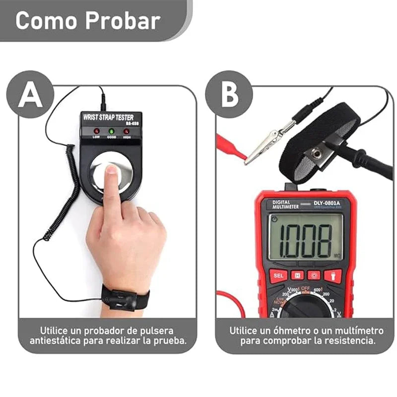 Anti-Static ESD Wrist Strap with Grounding Cable | 1MΩ Resistor