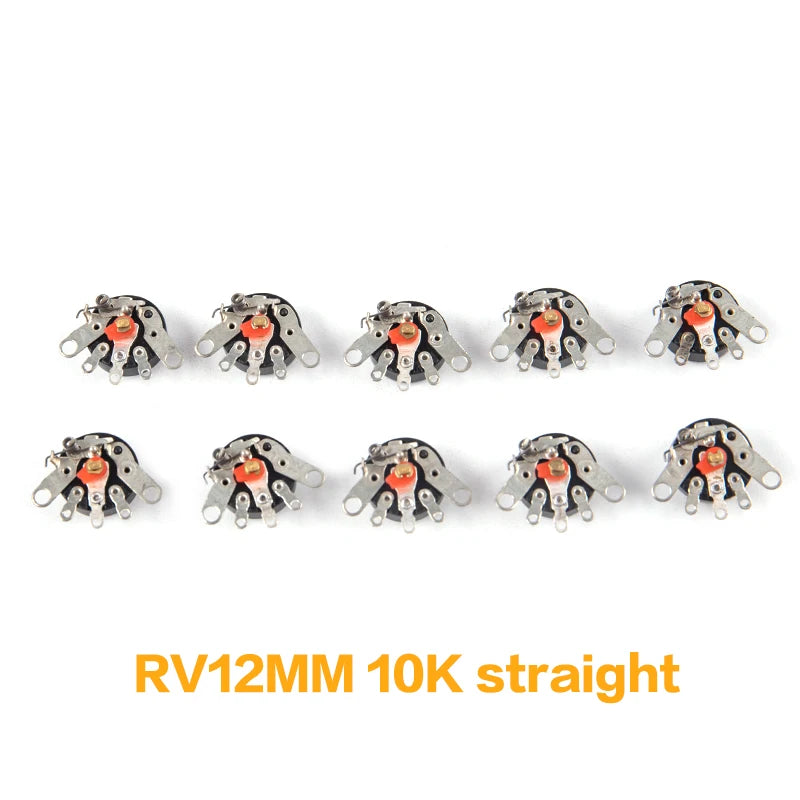 10Pcs/set Straight Angle Radio Potentiometer RV12MM B103 B10K B503 B50K Power Amplifier Volume Potentiometer With Switch Peaceful Pleasures Health and Wellness 10K straight 10pcs