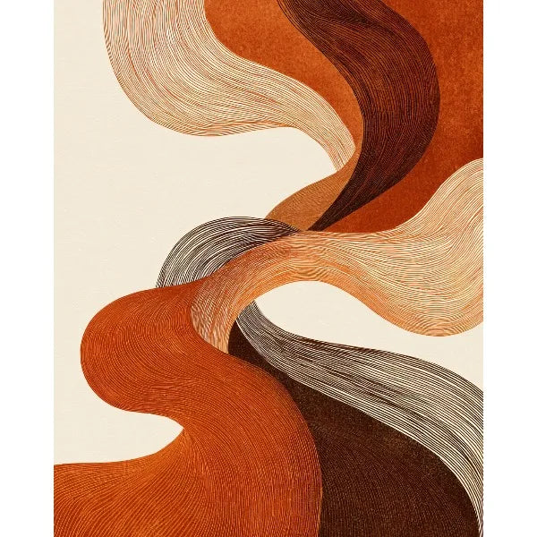 Japandi Wabi-Sabi Zen Abstract Wave Canvas Wall Art Print