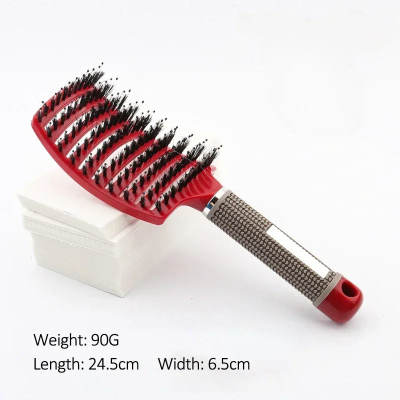 2026 Wet Detangling Hair Brush Bristle & Nylon Comb Curly Hair Styling Tool Portable Salon Massage Hairdressing Accessories Peaceful Pleasures Health and Wellness SZ01-Red