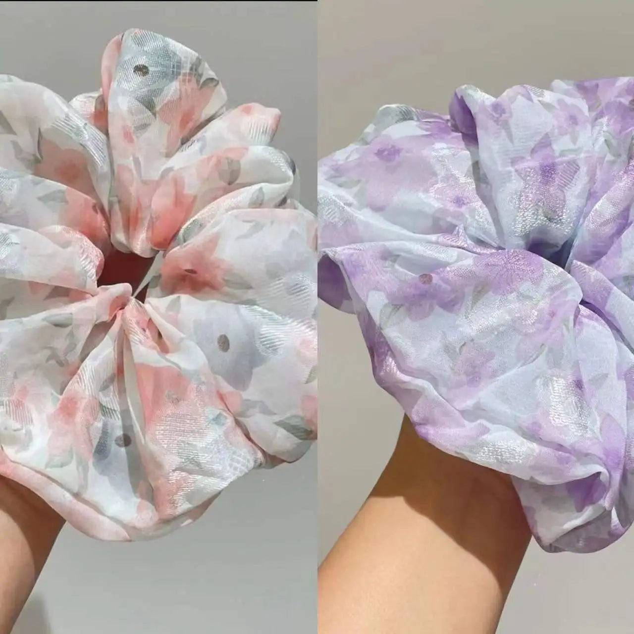 Extra Large Mesh Flower Scrunchie Hair Tie for Women