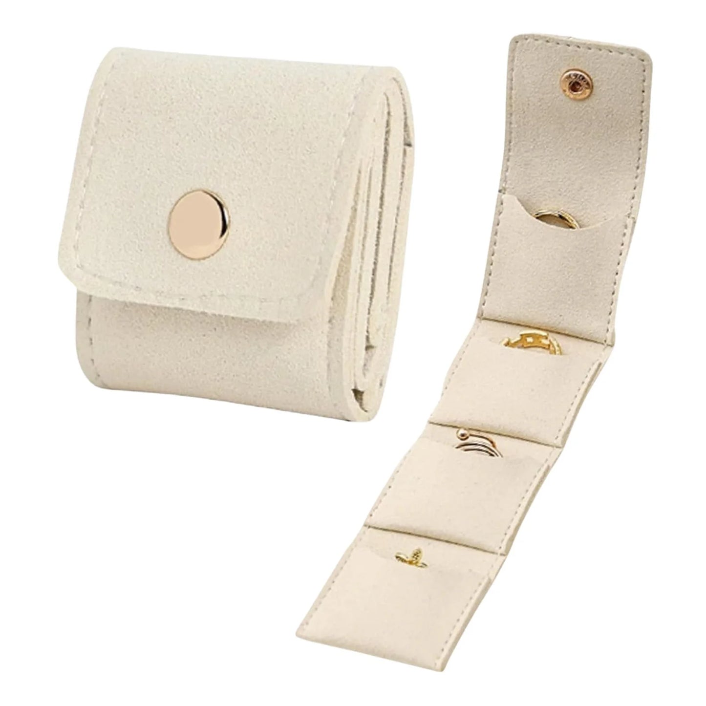 Compartmented Jewelry Bag Ring Necklaces Earrings Organizer Bag Small Accessories Simple and Portable Travel Jewelry Storage Bag Peaceful Pleasures Health and Wellness Beige-1pcs